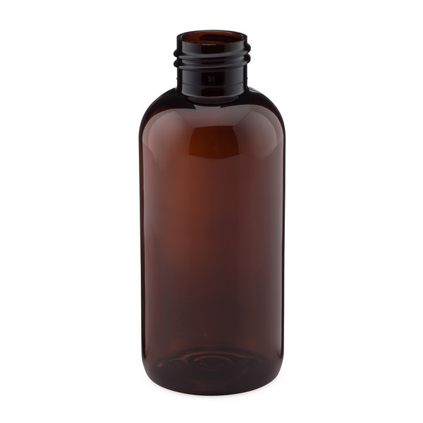 4 oz Amber PET Plastic Boston Round Bottles (Cap Not Included)
