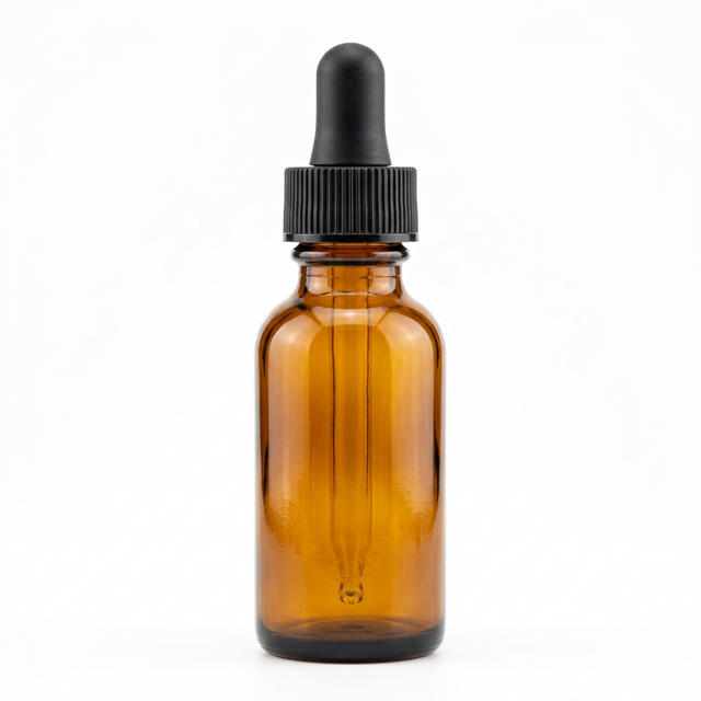 Glass Boston Round Bottles with Dropper Cap