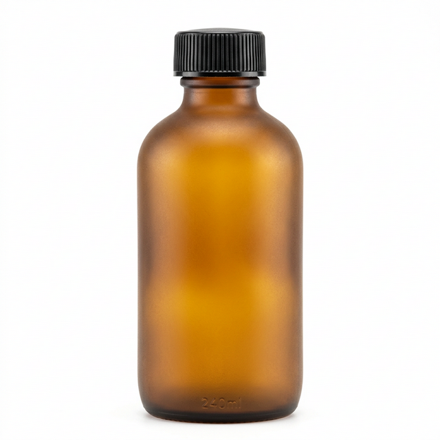 Frosted Glass Boston Round Bottles with Phenolic Cap