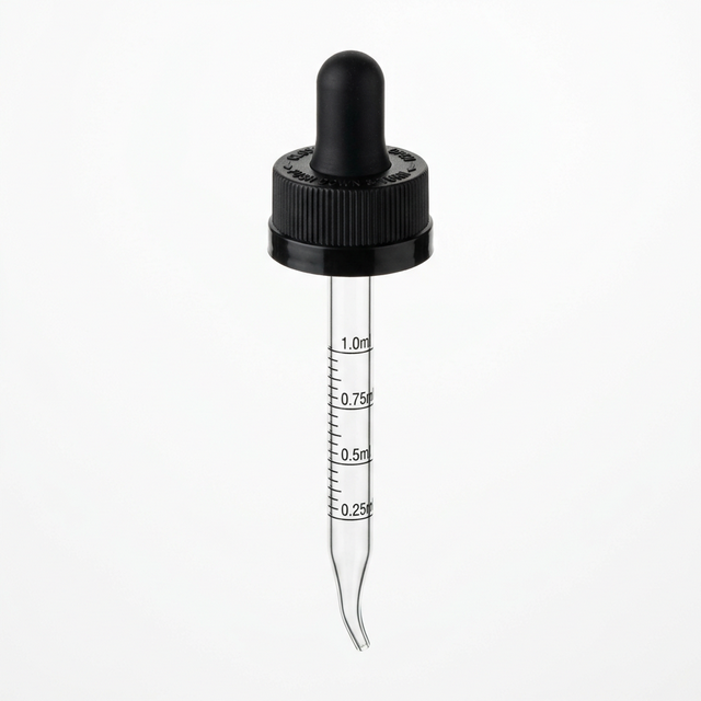 20-400 Black PP Plastic Child-Resistant Capable Graduated Dropper Caps