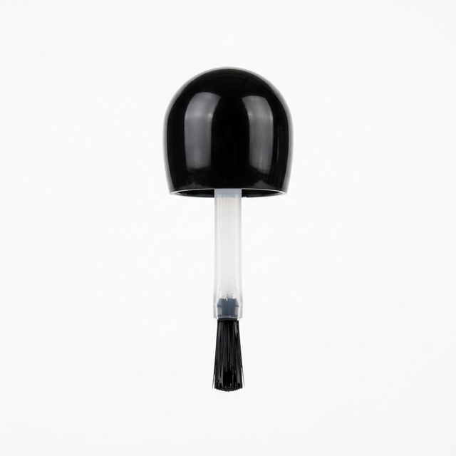 13-415 Black PP Plastic Domed Nail Polish Cap and Brush Wand