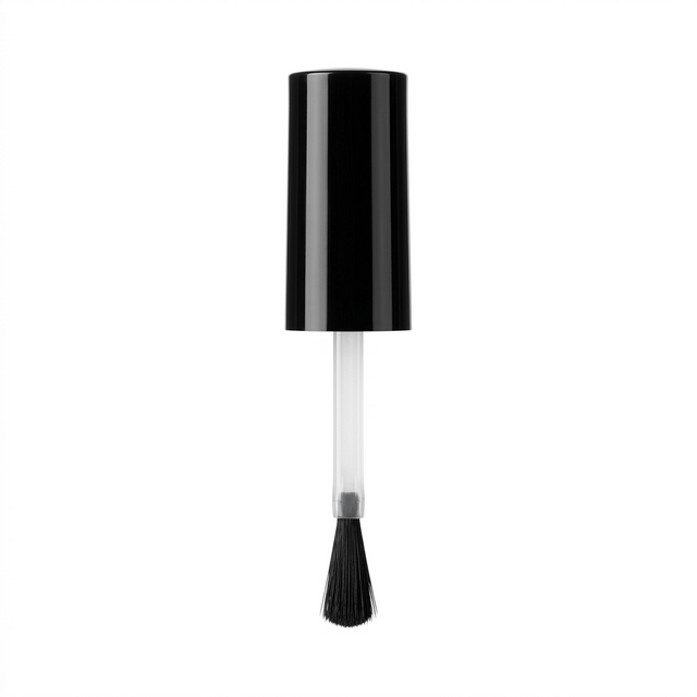 13-415 Black PP Plastic Flat Nail Polish Cap and Brush Wand