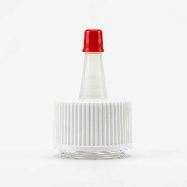 White-Red PP Plastic Ribbed Cap With Yorker Spout